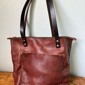 Portland leather tote in nutmeg